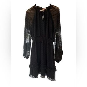 Black Ruffled Wrap Cocktail Dress